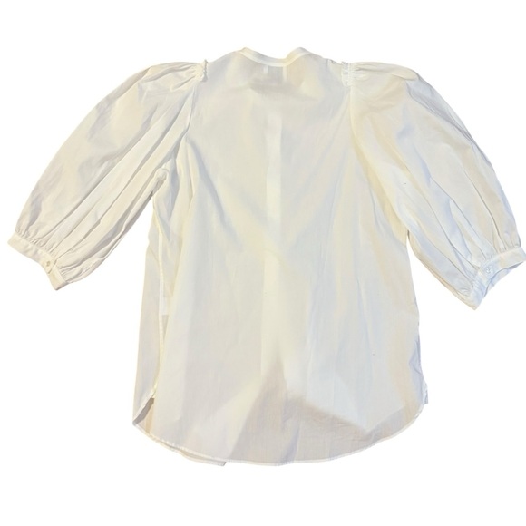 G. Label by Goop Tracy Puff Sleeve White Button Down Cotton Shirt Top Sz 6 - Picture 5 of 6
